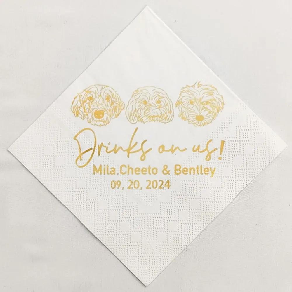 25pcsPersonalized Custom Pet Cocktail Napkins-Wedding Napkins-Dog Napkins-luncheon napkins-Cocktail Napkins-Wedding Drink Napkin