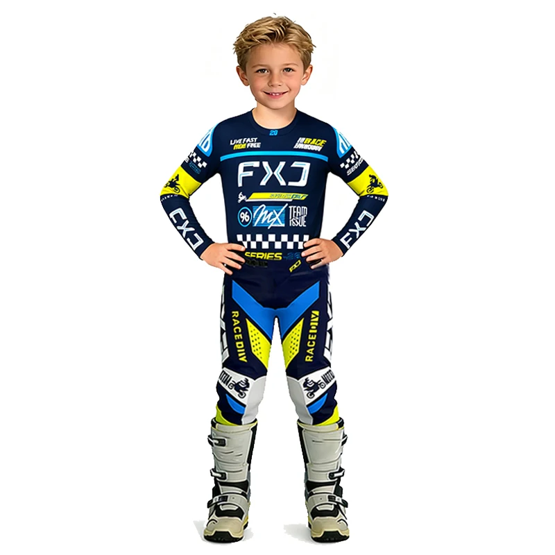 Motocross child set Motorcycle jersey and pants kids clothing big boy girl Youth mx gear set Customized Number Name racing suit