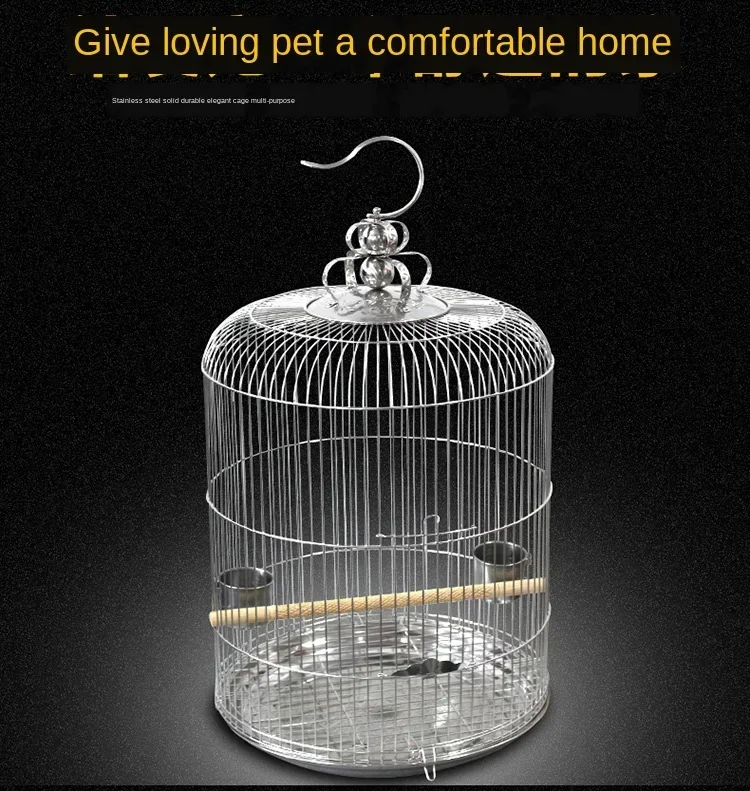 

Stainless Steel Bird Cage Large Round Bird Nest Parrot Thrush Kages Bird Kages House Outdoor Hanging Decoration Metal Nest Hoose