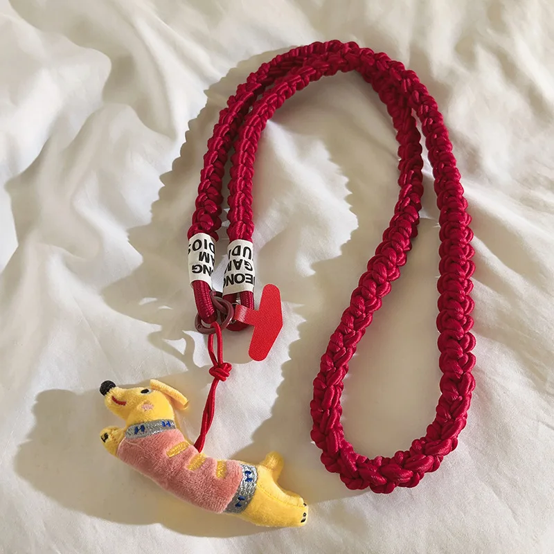 Cute Yellow Dachshund Pendant - Universal Phone Case Strap, Long Crossbody Chain with Diagonal/Hanging Rope Styles