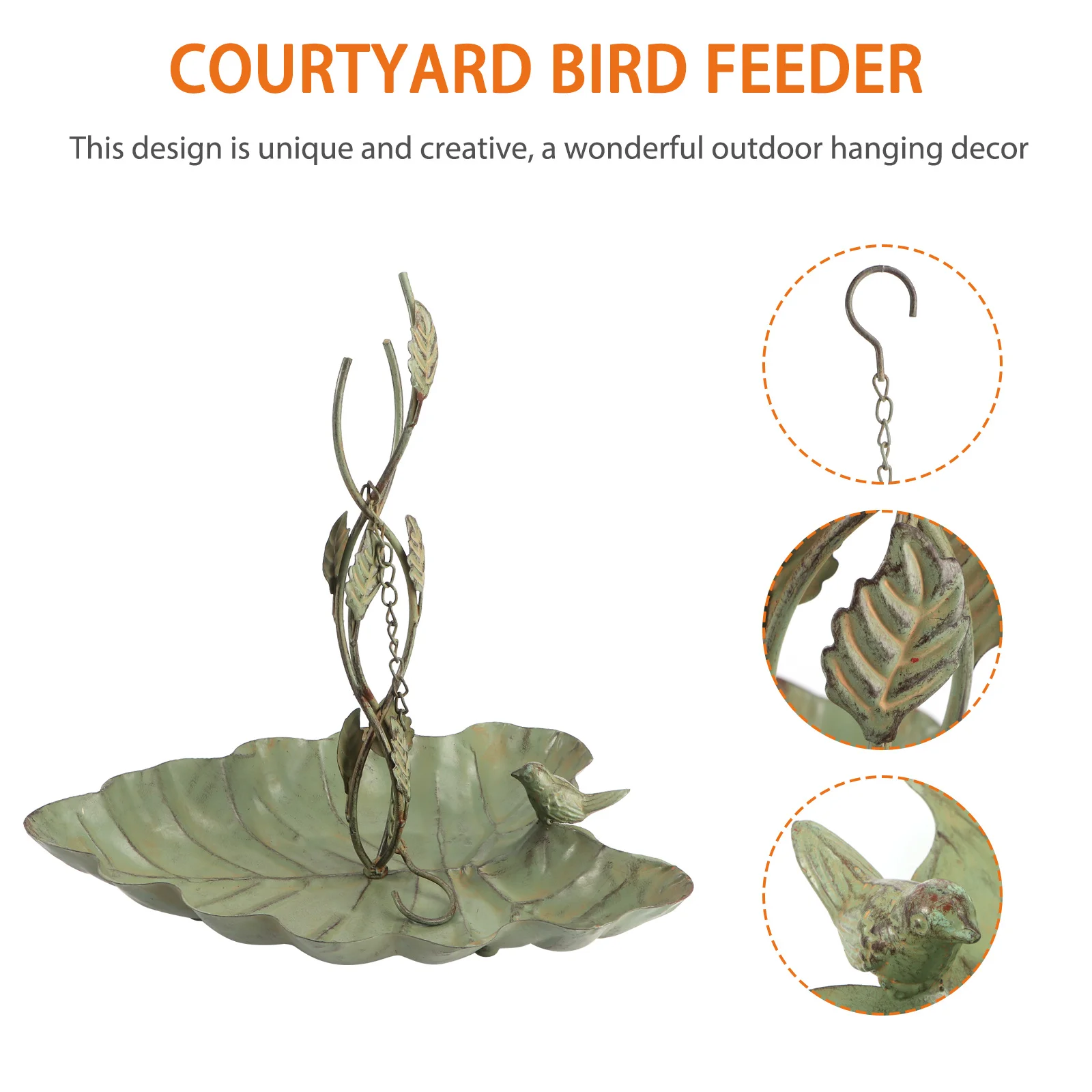 

1Pcs Retro Vintage Style Feeder Leaf Shape Hanging Outdoor Garden Pendant Courtyard Bird Feeder Outdoor Garden Pendant