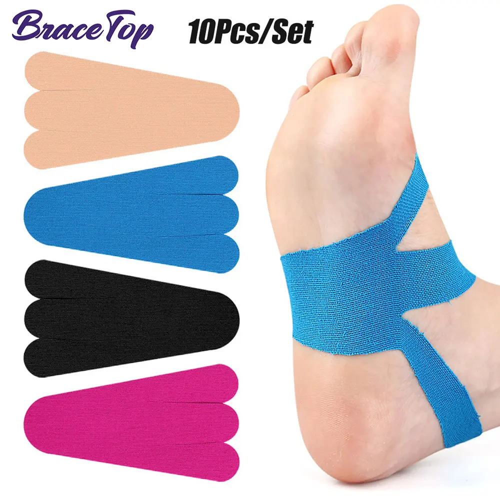10 Stück/Set vorgeschnittenes Kinesiologie-Tape für jede Aktivität, sportliches Klebeband, wasserdichtes, elastisches, atmungsaktives, hypoallergenes, latexfreies Klebeband