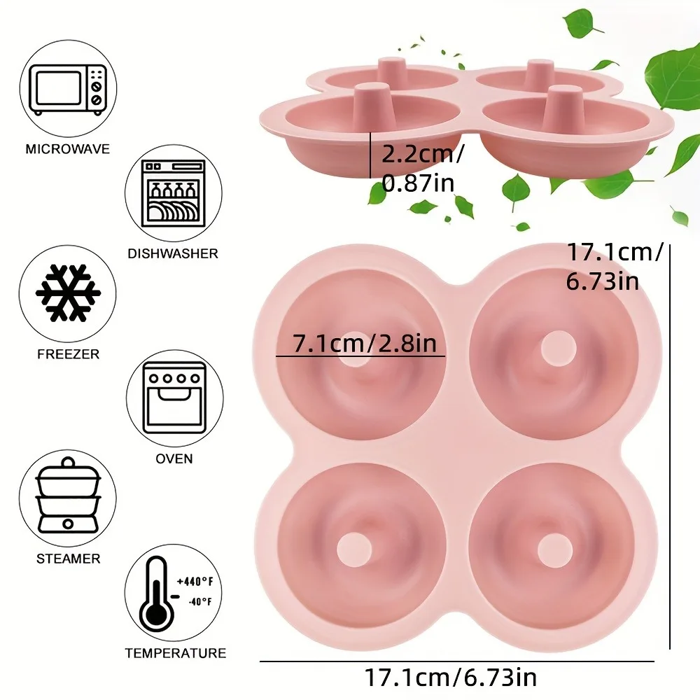 ​ 1 قطعة قالب دونات السيليكون 4 تجويف غير عصا قابلة لإعادة الاستخدام للمقلاة الهوائية والفرن الخبز دونات عموم اكسسوارات أدوات الكعكة