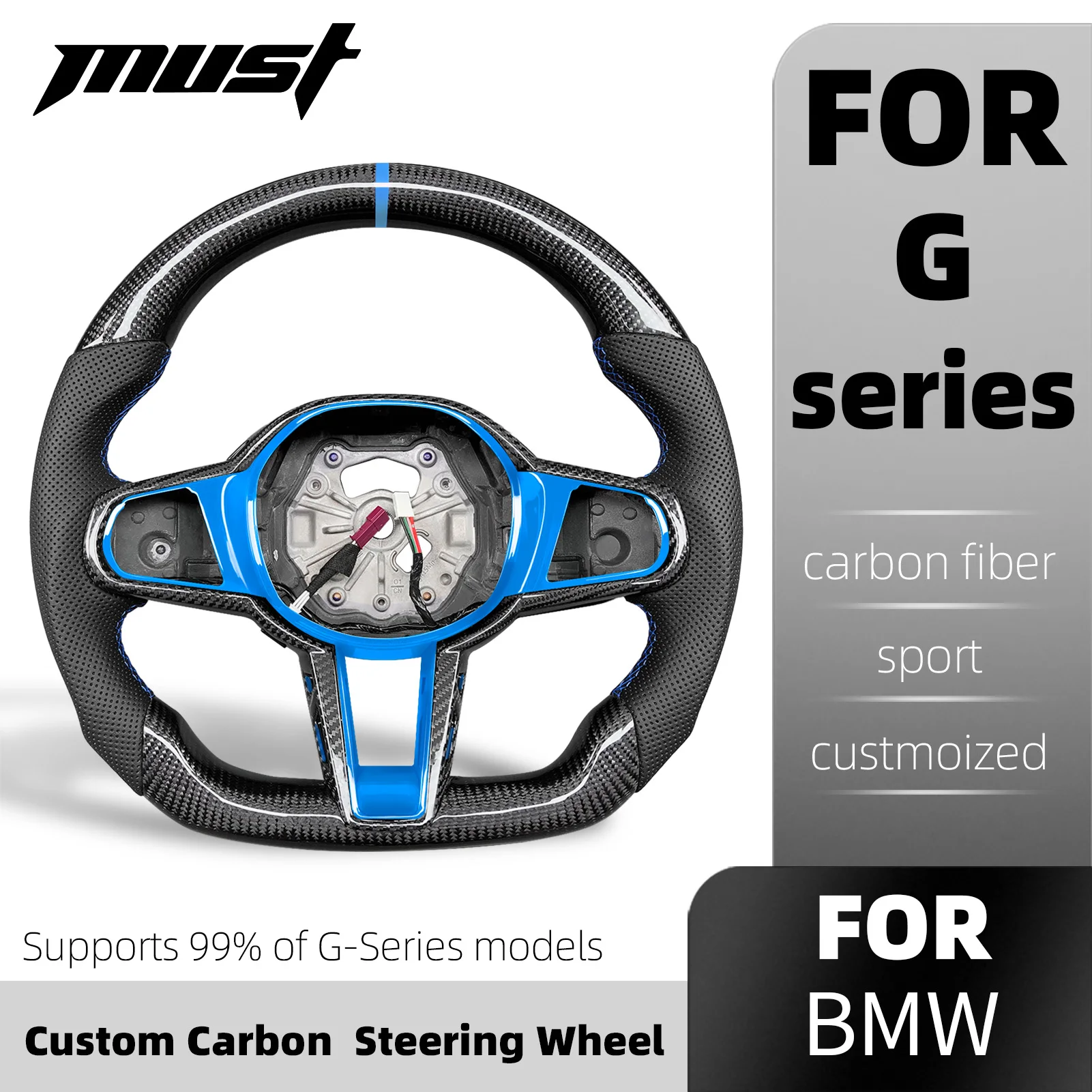 For BMW G Series Customized Carbon Fiber Steering Wheel Fit G20 G29 G22 G26 G30 G31 G01 G02 G05 G06 G14 G15 G80