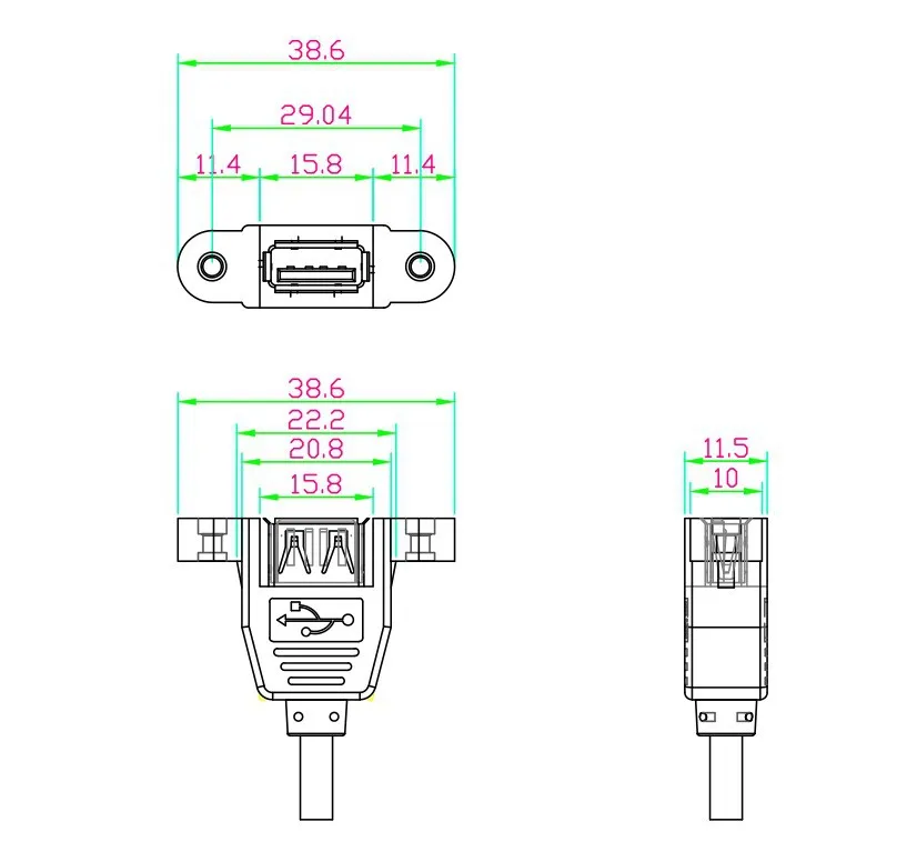 USB 2.0  Extension Cable with Screws Wire Data Transmission Line Superhighspeed Data Extension Cable For Display Projector
