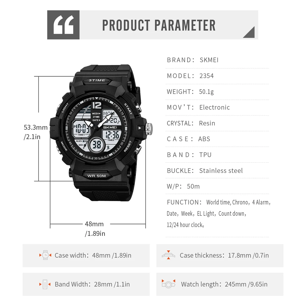 SKMEI Youth Fashion Design Waterproof Chrono Wristwatch Sports Casual Alarm Clock Watches For Men Women World Time Digital Watch