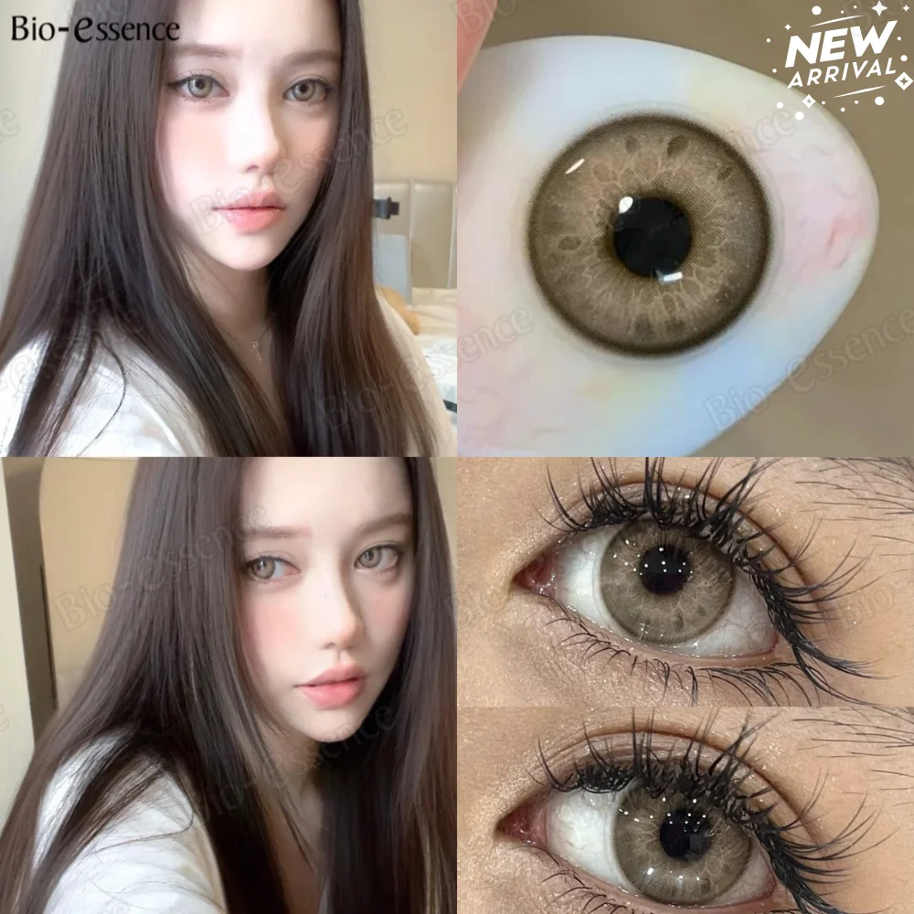 2024 novas lentes de contato coloridas bio-essense para olhos 1 par de lentes marrons de aparência natural lentes da moda y2k lentes coreanas beleza