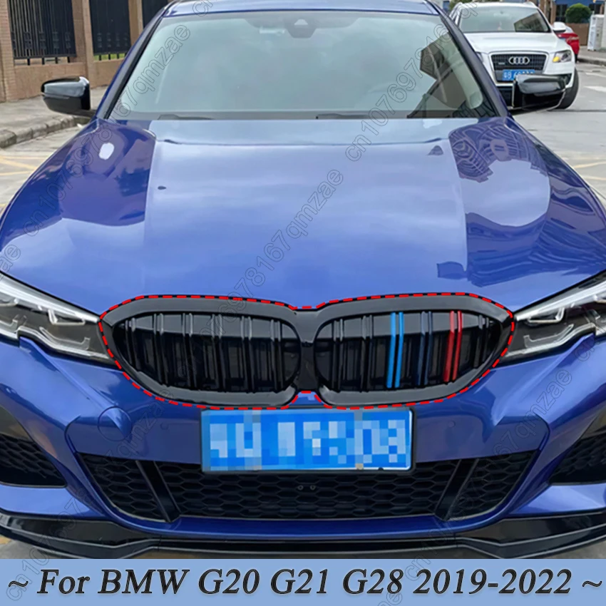 

Для BMW 3 серии G20 G21 G28 318i 320i 2019-2022 Одиночная/двойная линия 3 цвета стильная решетка глянцевая черная Автомобильная передняя решетка бампера