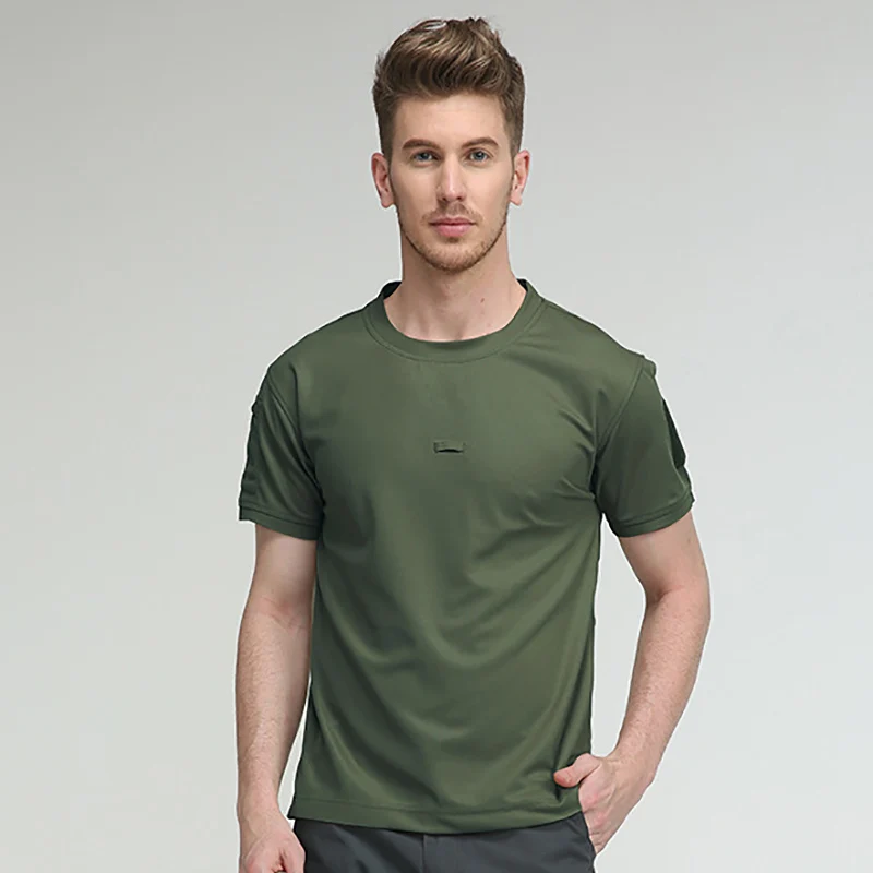 O-Neck Shirts Men Summer Quick Dry Men\'s Short Sleeve T-shirts Military Tactical Tops Breathable Elastic New Male Tees Clothes