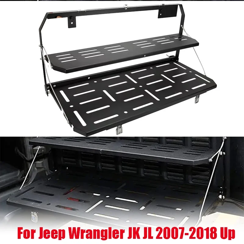 

Tailgate Table Rear Door Foldable Rack Storage Shelf for Jeep Wrangler Jk Jl 2007-2018 up Foldable Table Cargo Luggage Holder