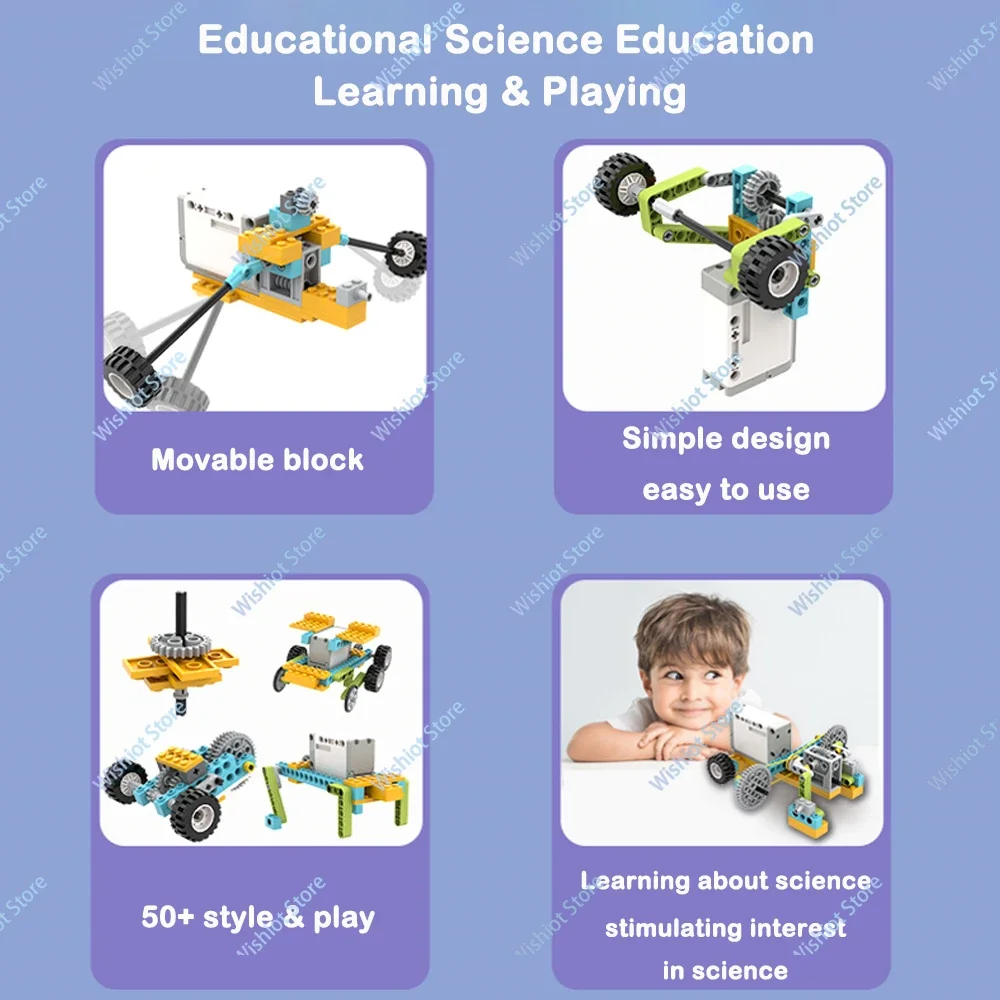 Bloques de construcción de programación de aplicaciones 50 en 1, juego educativo de ciencia, Kit de Robot de codificación, caja de batería de juguete STEM y Motor de potencia integrado