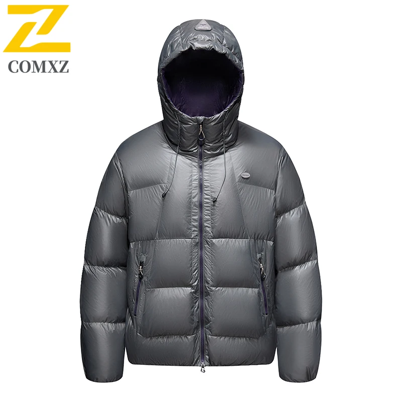 

High-quality Men Short Down Jacket Cozy Outdoor Ski Thick Warm Puffer Coat Leisure Hood Journey Windproof Winter Quilted Jackets