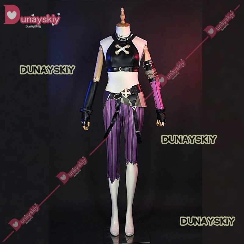 Jinx Cosplay LOL Costume Anime LOL Arcane Jinx Cosplay Uniforme Abiti 130 centimetri Parrucca di Carnevale di Halloween Vestito Costume di Alta Qualità