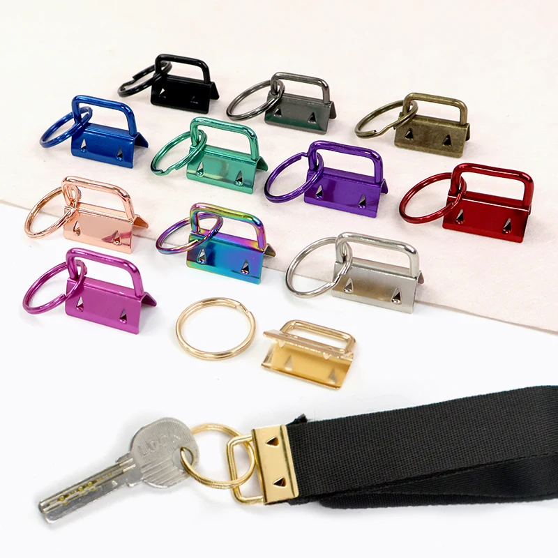 20Pcs Keychain Carabiner Clips Metal Buckle Key Fob Tail Clip Snap Pin Button Split Spring Ring Crochet Hook Bang Hanger Stopper