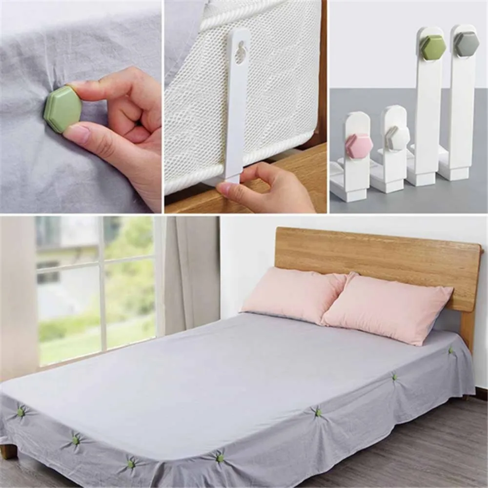 4Pcs/Set Quilt Sheet Holder Clips Bed Sheet Fixed Grippers Clip Anti-slip Long Grippers Clip Household Organizers