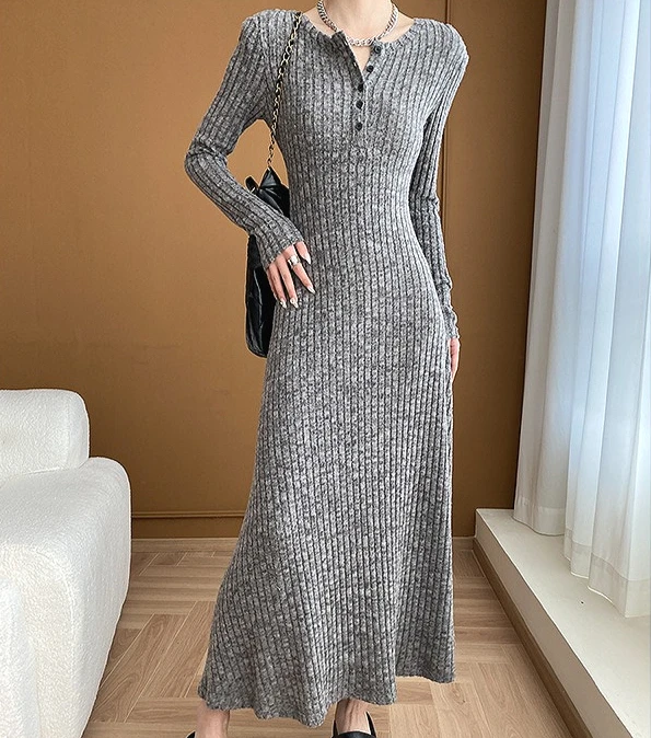 

Long Dress Women Dresses Knit Vestidos Y2k Streetwear V Neck Full Sleeve Elegant Splice Party Night Work 2025 Autumn Winter