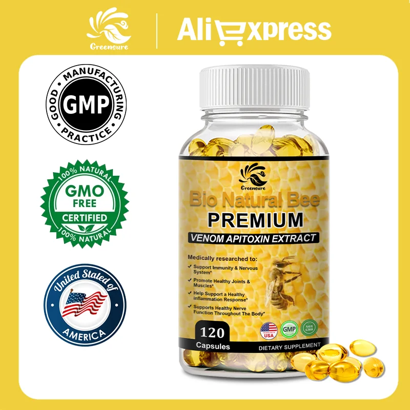 Bee venom Glucosamine MSM Capsules for Joint Bone Health, Strength Bones Mobility relief Discomfort