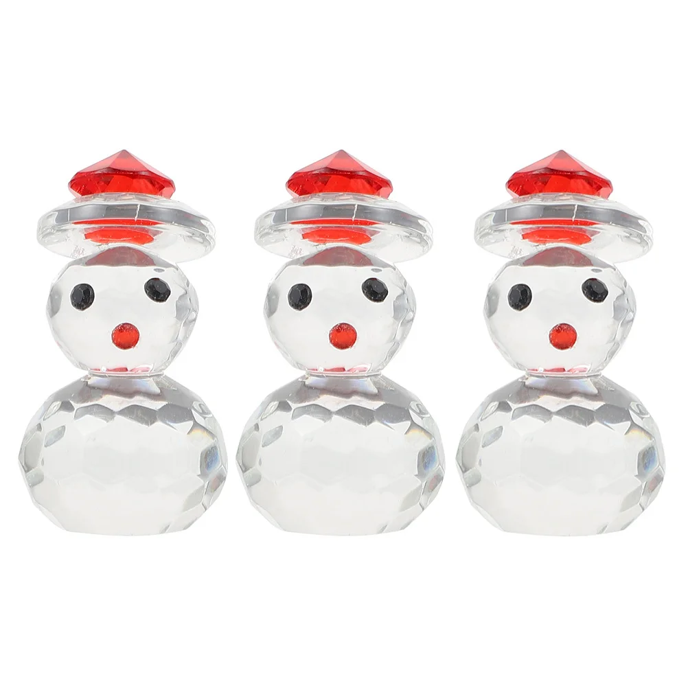 

3Pcs Table Decoration Snowman Craft Sturdy Holiday Ornament for Christmas Stockings Gifts and Displays Crystal Snowman Figurine