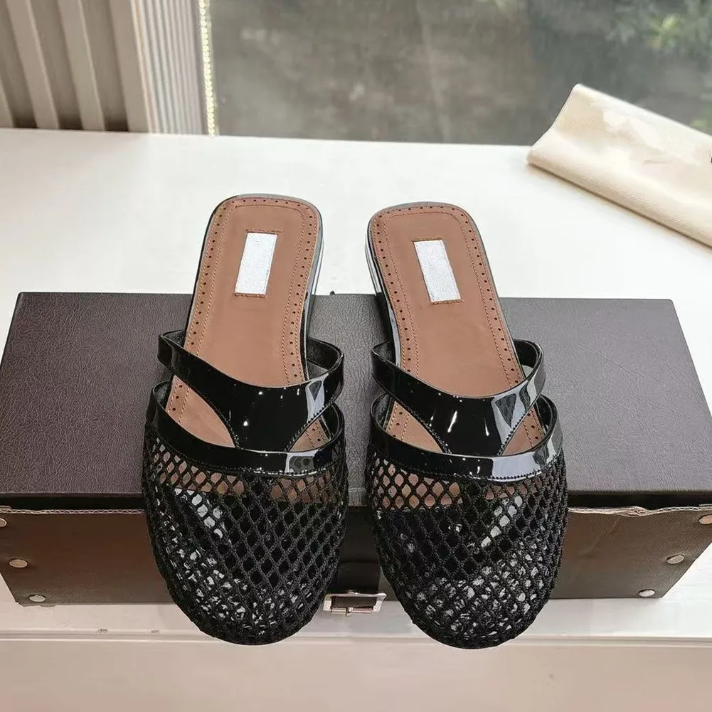 

Mesh wrapped flat bottom flip flops for women's outdoor wear 2025 summer new comfortable and casual cool slippers