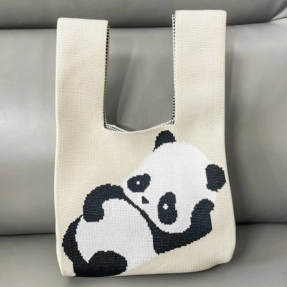 Bear Dog Handbag Fashion Panda Knitted Shoulder Bag Handmade Reusable Lunch Bags Students