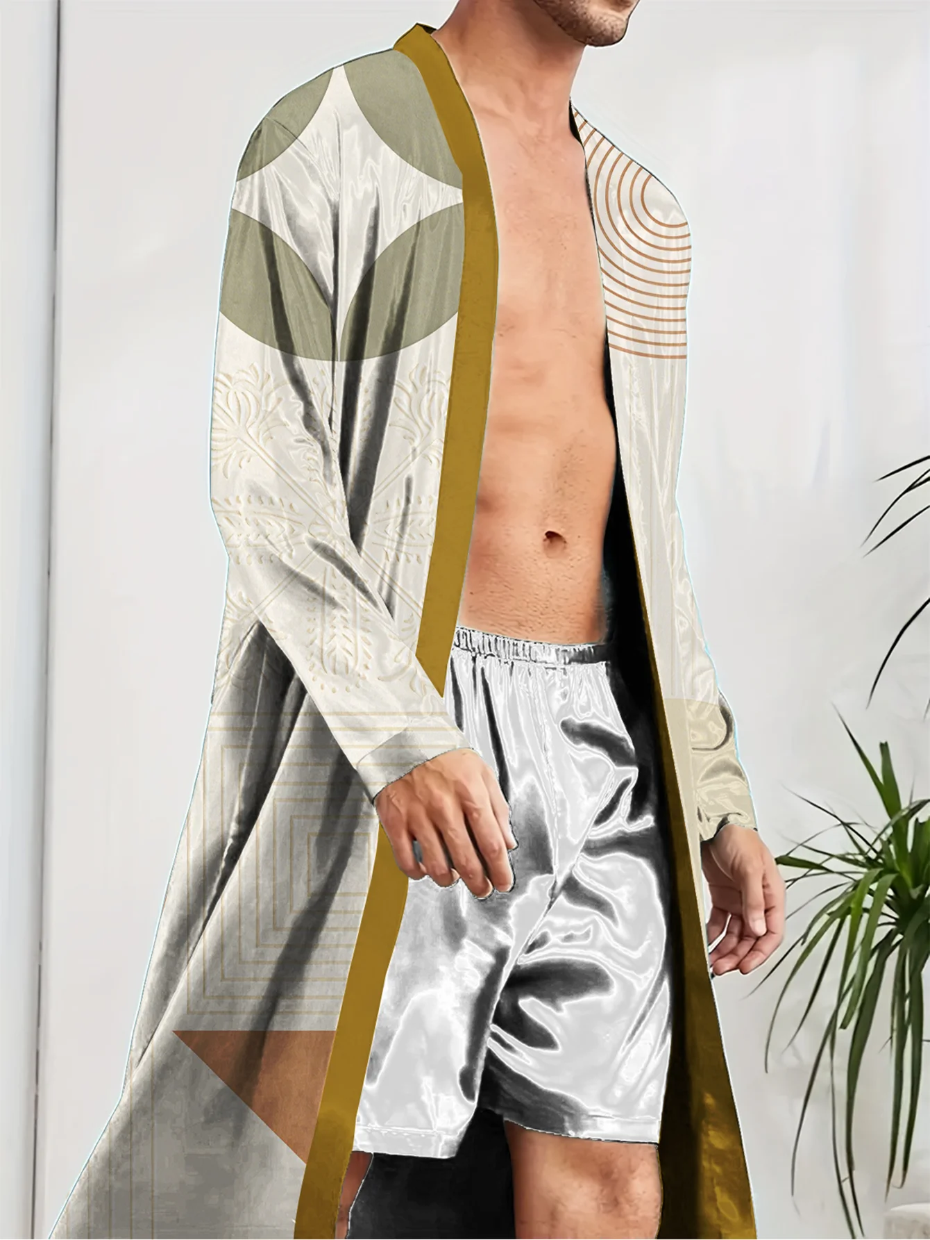Spring and Autumn New Men's Bathrobe 3D Digital Printed Home Clothing Fashionable, Comfortable,Skin friendly, Lightweight Design
