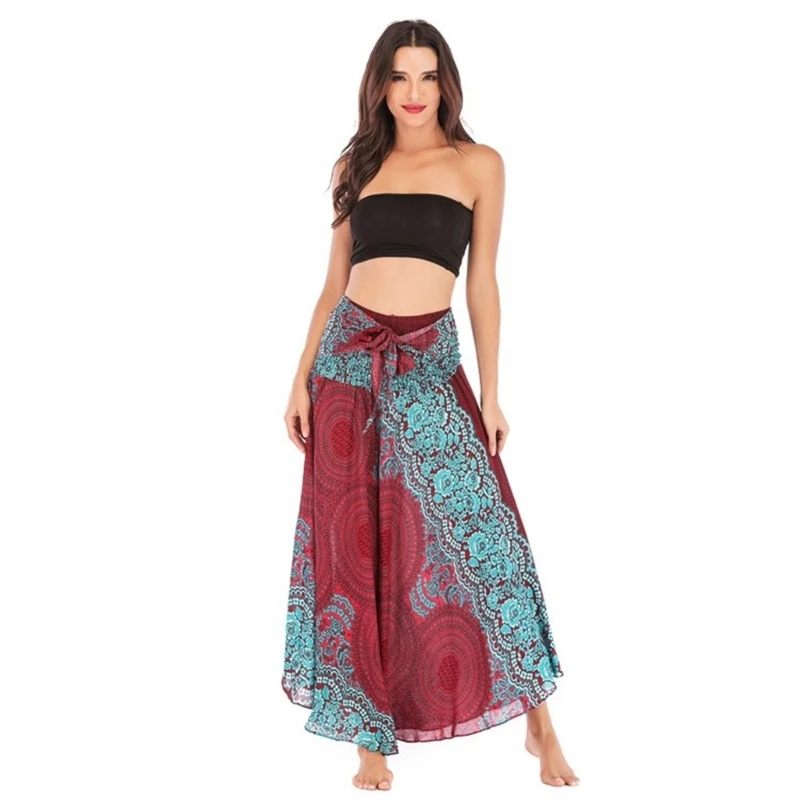 Casual Beach Party Dress Long Printed Skirts Maxi Versatile and Easy to Wear P8DB