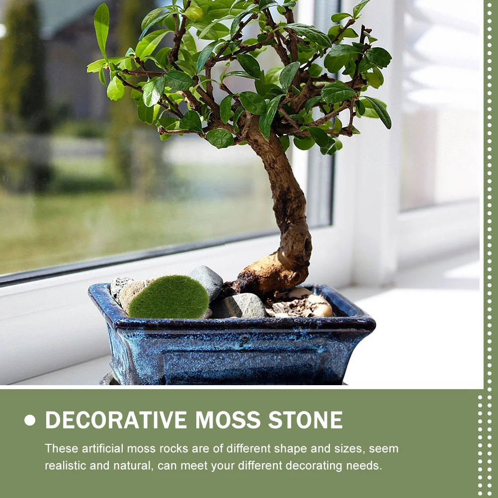 

24Pcs Artificial Moss Stones Vivid Mossy Stone Shape Durable Decorative Rock Ornaments for Bonsai Succulent Micro Landscape