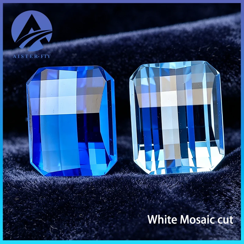 

Royal Blue/Light Aquamarine Lab Grown Cobalt Spinel Mosaic cutting 10x12mm Square Pixel Cut Gemstone for Jewelry Making
