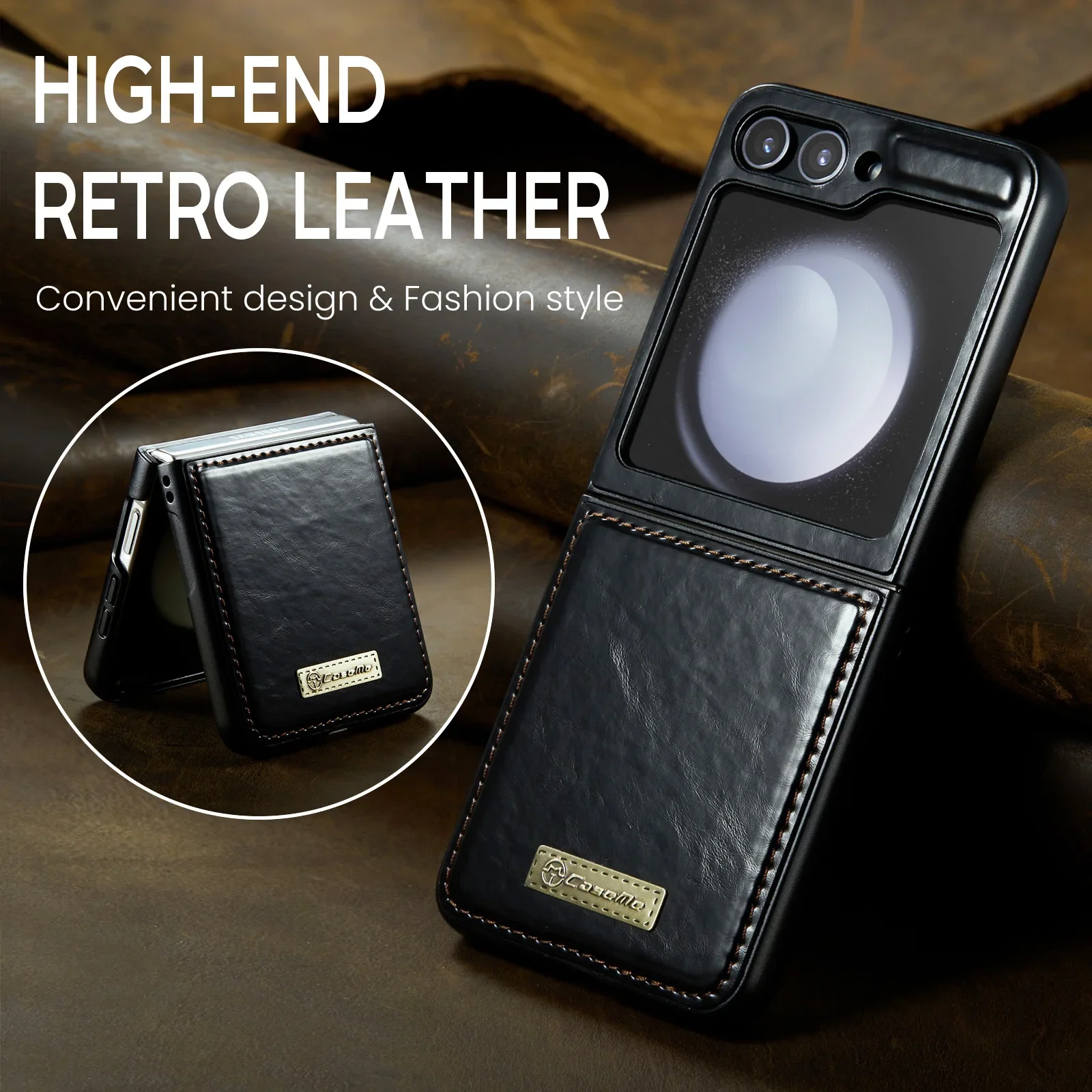 Leather Folding Case for Samsung Galaxy Z Flip 6 3 5 flip6 Flip5 Flip4 Flip 4 5G Flip3 Shockproof Protection Phone Cover