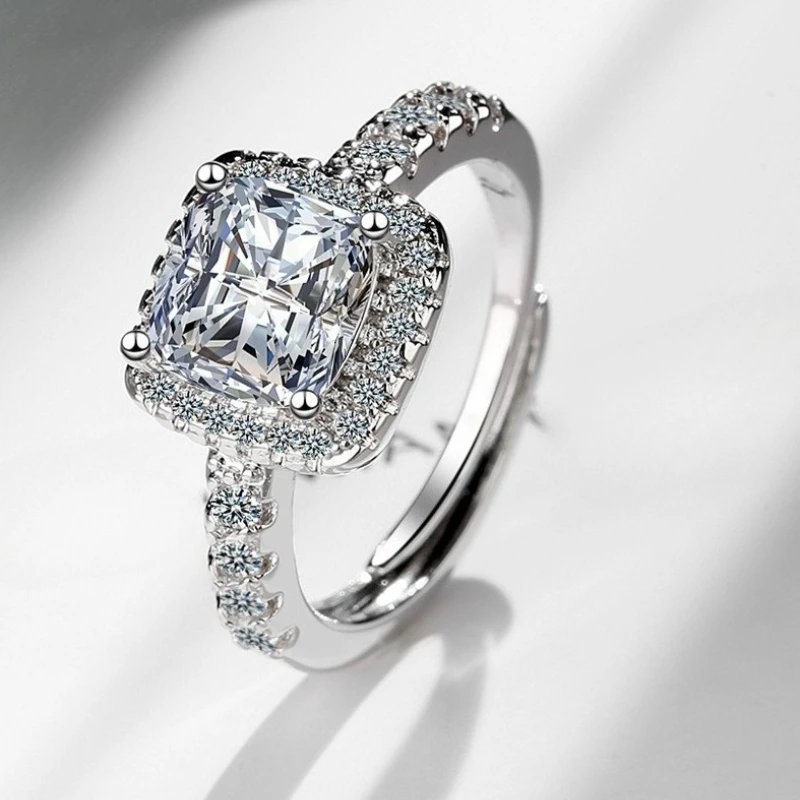 Neuer Ring aus 925er Sterlingsilber, 2 Karat Moissanit, schlicht, für Frauen, Hochzeit, Luxus-Schmuck, Verlobungsring, Mode, Party, Geschenke