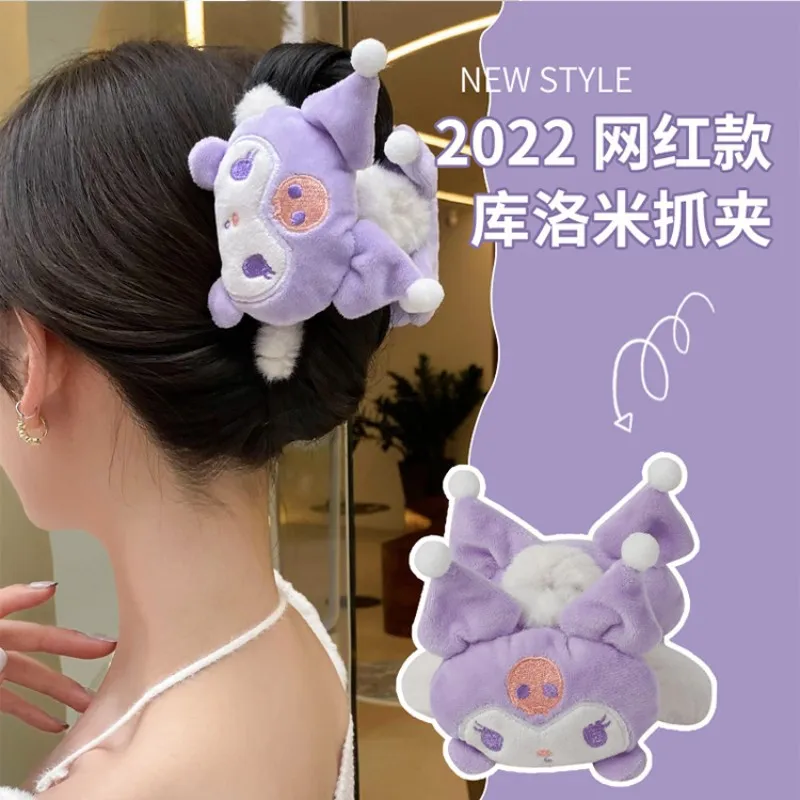 Sanrioed Minisoed Animation Peripheral Large Plush Clip Ins Girl Heart Kawaii Wash Makeup Daily Hairpin Jewelry Holiday Gifts