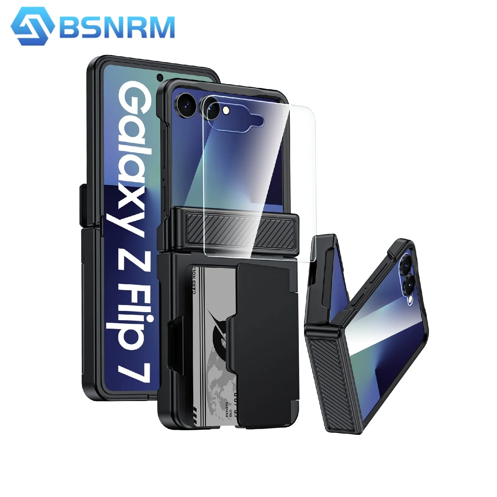 

618 Hot Deals Wallet Case,with Hinge Protection,Card Clip [RFID Shielding] Screen Protector for Samsung Galaxy Flip 7 Case-Black