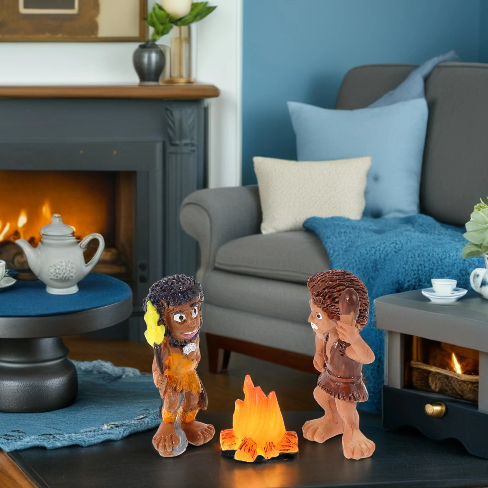 

3 Pcs Micro Landscape Home Desk Ornaments Craft Resin Statue Diy Accessories Mini Campfire Decor