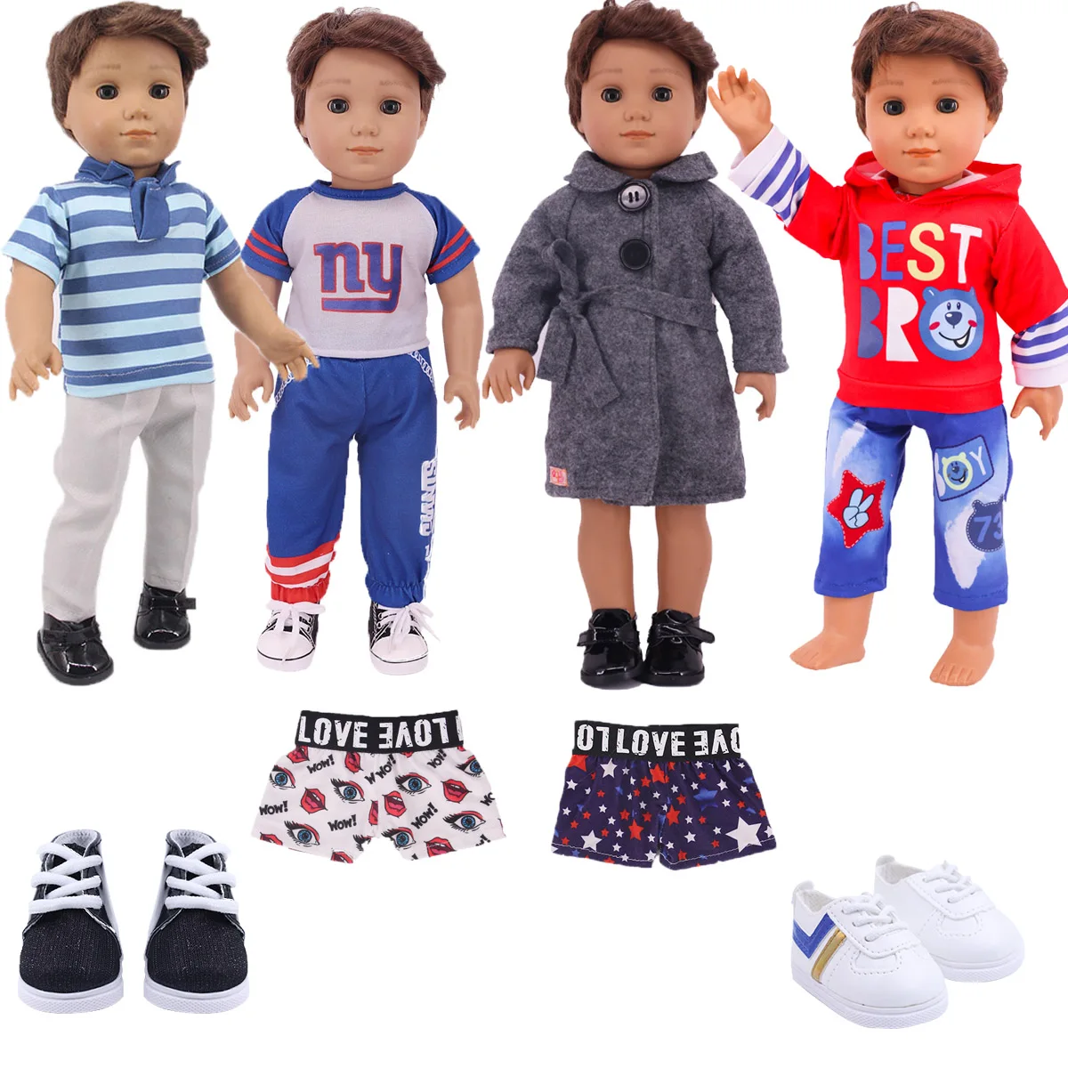 Beste cadeau Geboren Babypop Kleding Outfit Beer Print Casual Homewear voor 43 Cm Baby Reborn Logan Jongen Poppen,