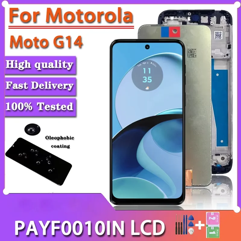 6.5\'\'AAA Quality For Motorola Moto G14 LCD PAYF0010IN Display With Touch Screen Digitizer Assambly For MotoG14 Display Frame