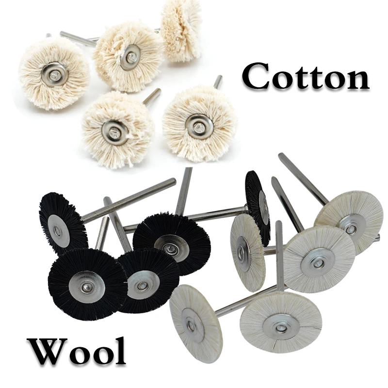 5pcs Polishing Brush Cotton/Wool 2.35mm Soft Hair Rotary Tools Low Speed HP Shank Buff Dental Laboratory Lab Materials