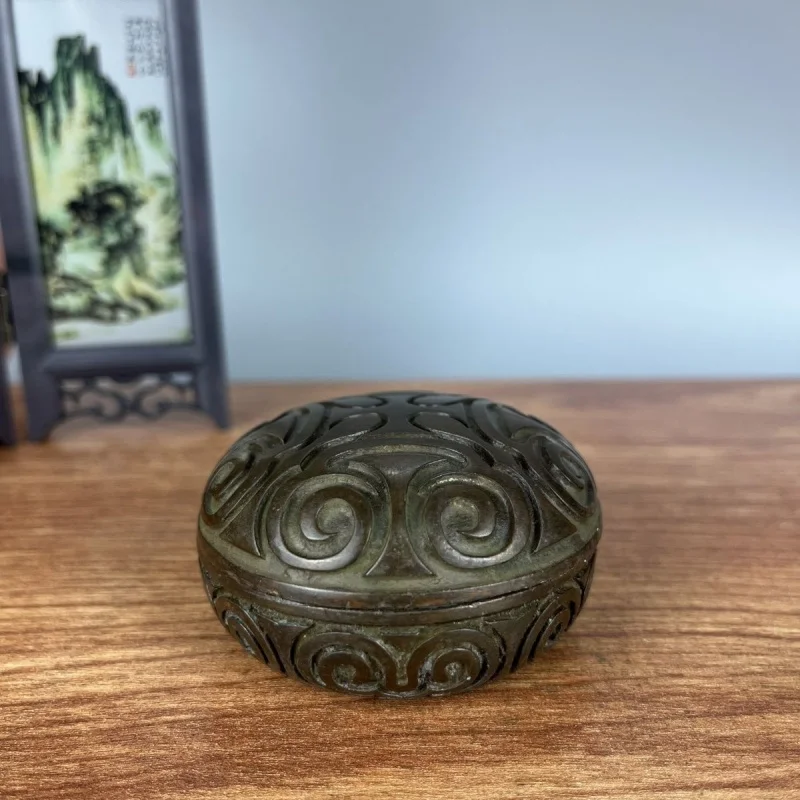 

Ruyi Pattern Ink Pad Box Vermilion Box Premium Gift Calligraphy and Painting Study Room Imitation Bronze Ornament Paperweight St