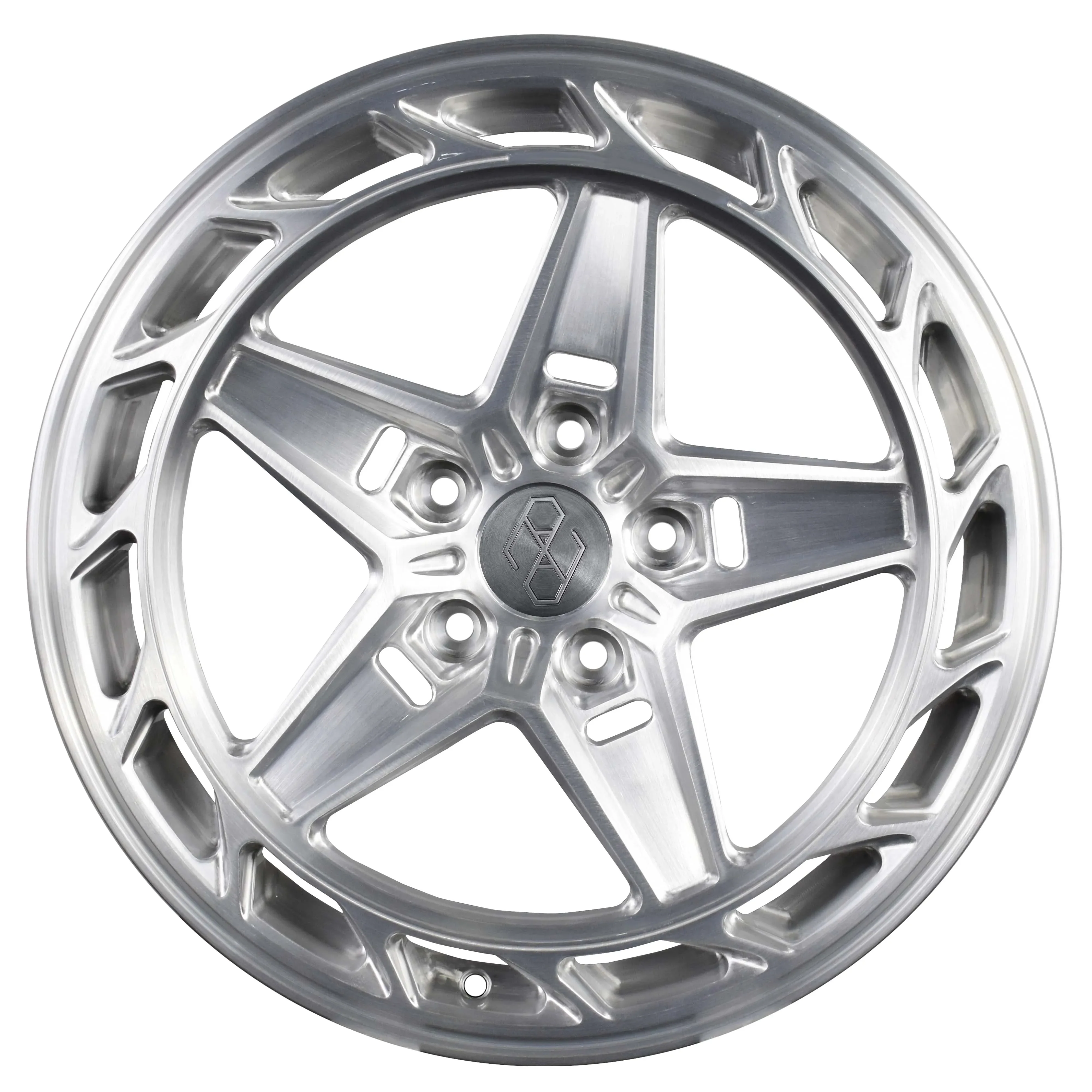 Pengzhen  One Piece Brushed Silver Five Spoke 17 Inch 5x112  Forged Passenger Car Alloy Wheels Hubs for