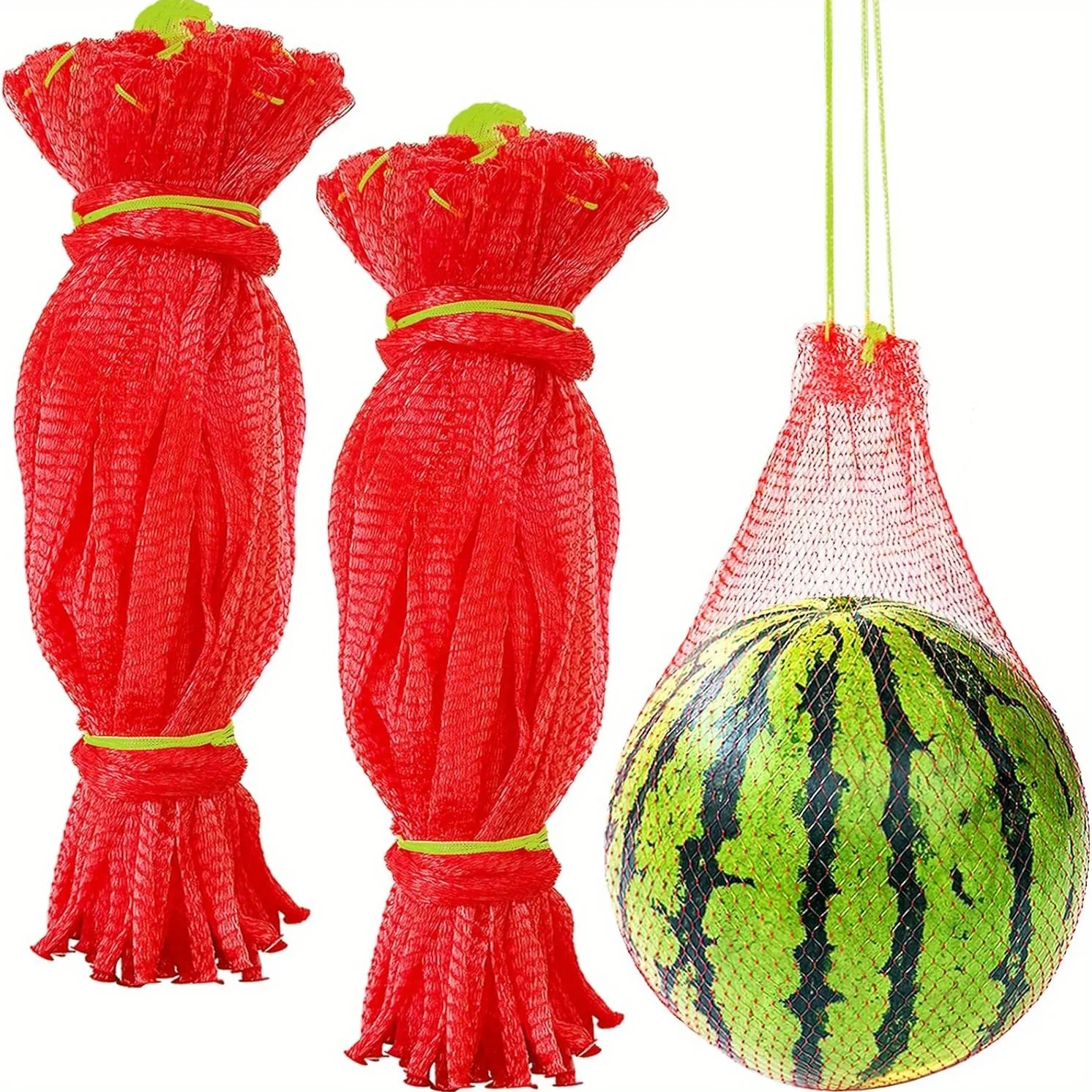 100 PCS Watermelon Nets, 18 Inches Melon Hammock Red Onion Mesh Bags, Reusable Cantaloupes Hanging Mesh Bag with
