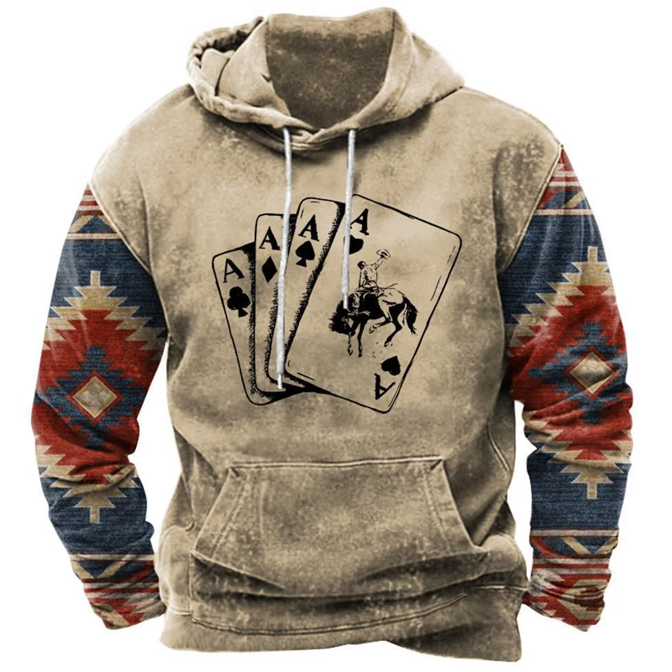 New retro men\'s pullover sweatshirt with cow head pattern, daily sports streetwear designer, spring and autumn clothing hoodie