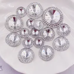 Cute Clear Multi Size Shiny Resin Round Flat back Rhinestone Scrapbook DIY Wedding Applique Ornament  Accessories Crafts SL661