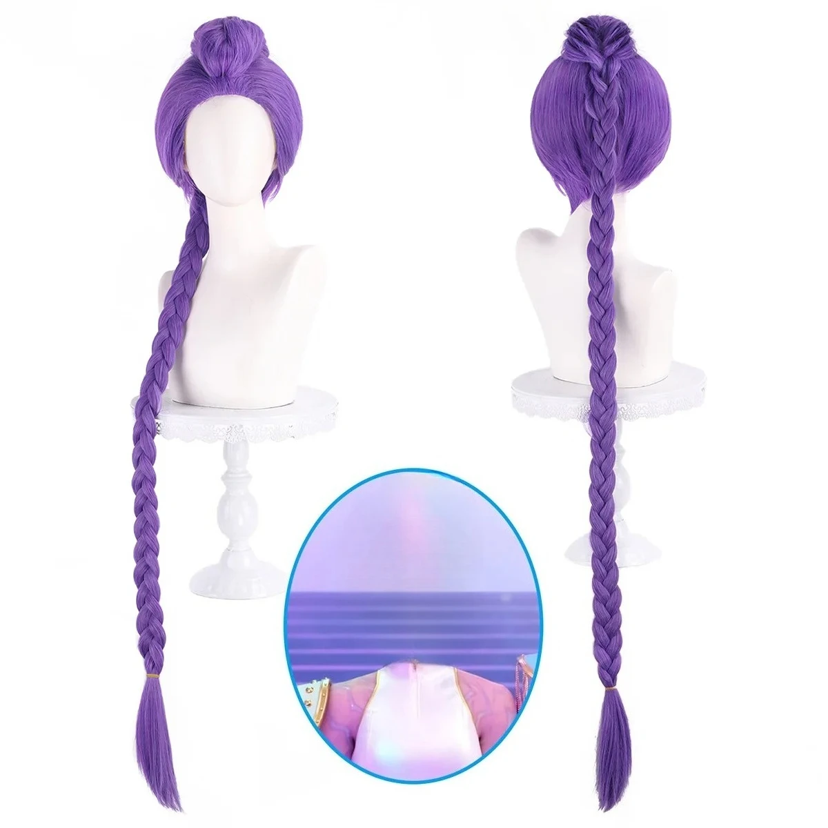 

130cm Long Thick Synthetic Cosplay Wig Split Purple Anime Party Hairpiece Costume Accessory