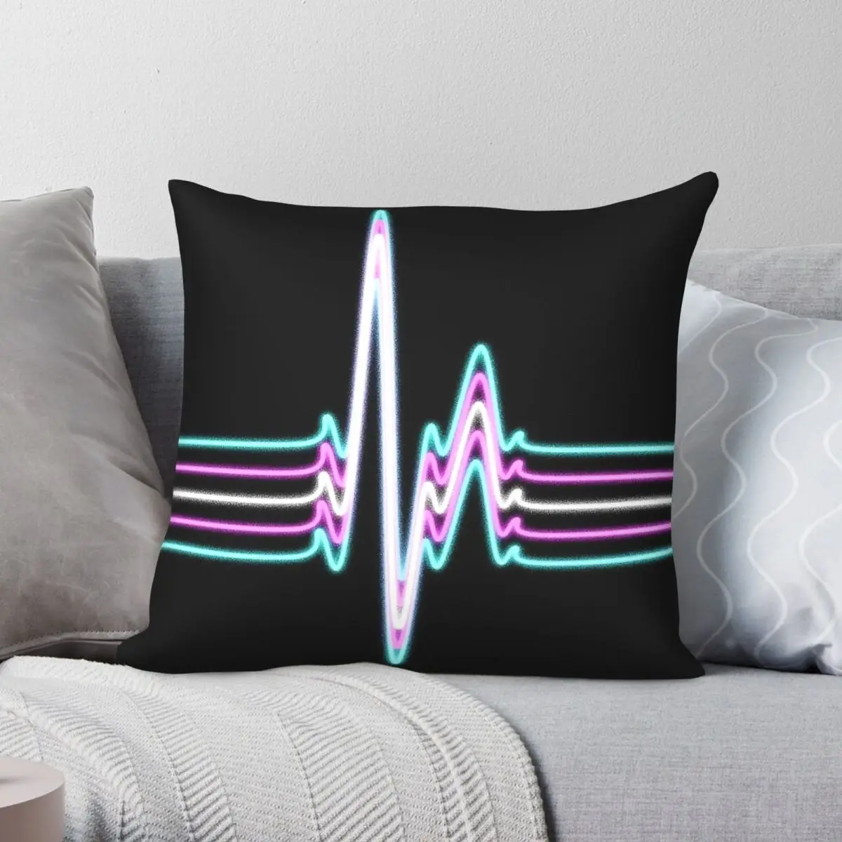Trans Survivor Heartbeat Flag Square Pillowcase Polyester Linen Velvet Printed Zip Decor Home 18