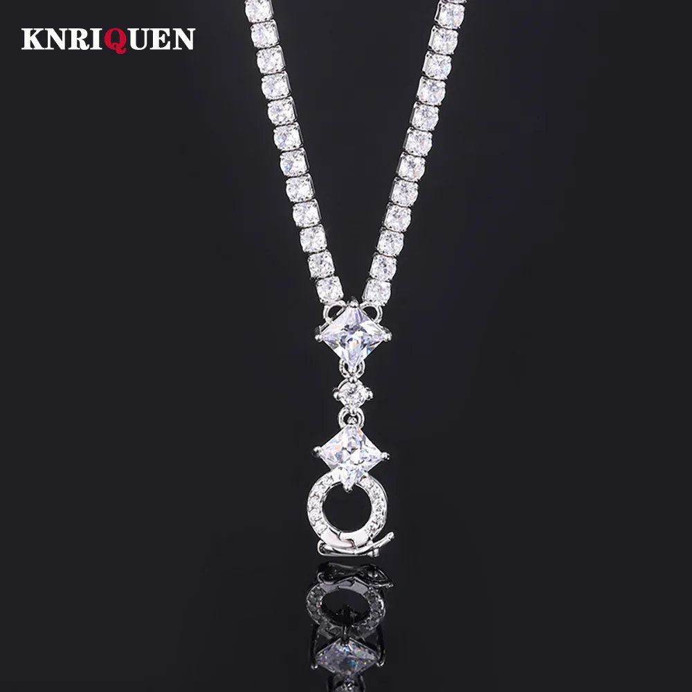 Luxury 100% 925 Real Silver Lab Diamond All-Match Tennis Chain Necklace for Women Party Fine Jewelry Female Birthday Gift 46+5cm