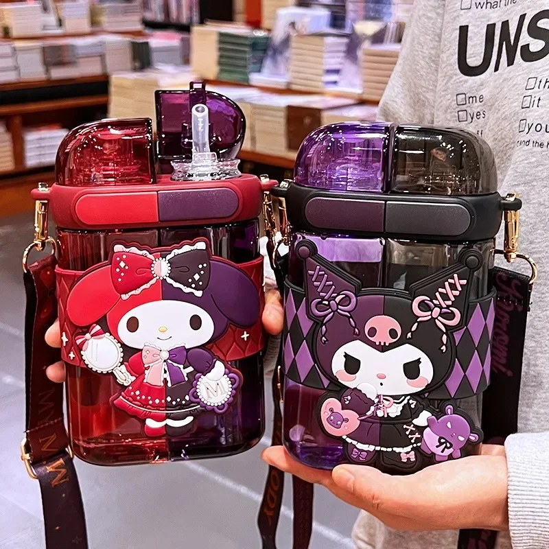 640ml Sanrio Hello Kitty Kuromi Cinnamoroll Pachacco Straw Cup Large Capacity Water Bottles For Kid Travel Portable Water Cup