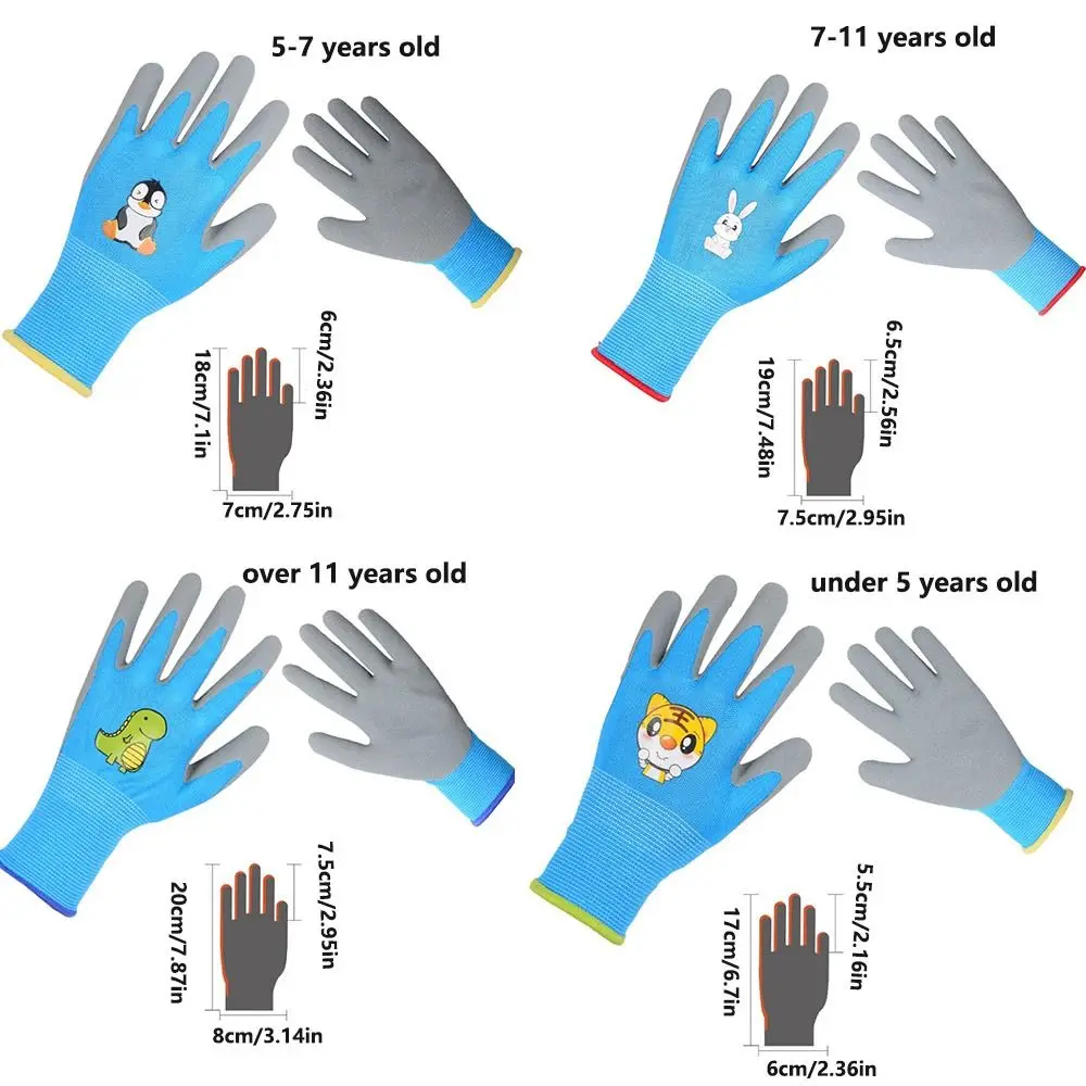 قفازات البستنة للأطفال غير قابلة للانزلاق، قفازات عمل متينة قابلة للتنفس للحديقة، نمط حيواني، قفازات واقية للأطفال #5