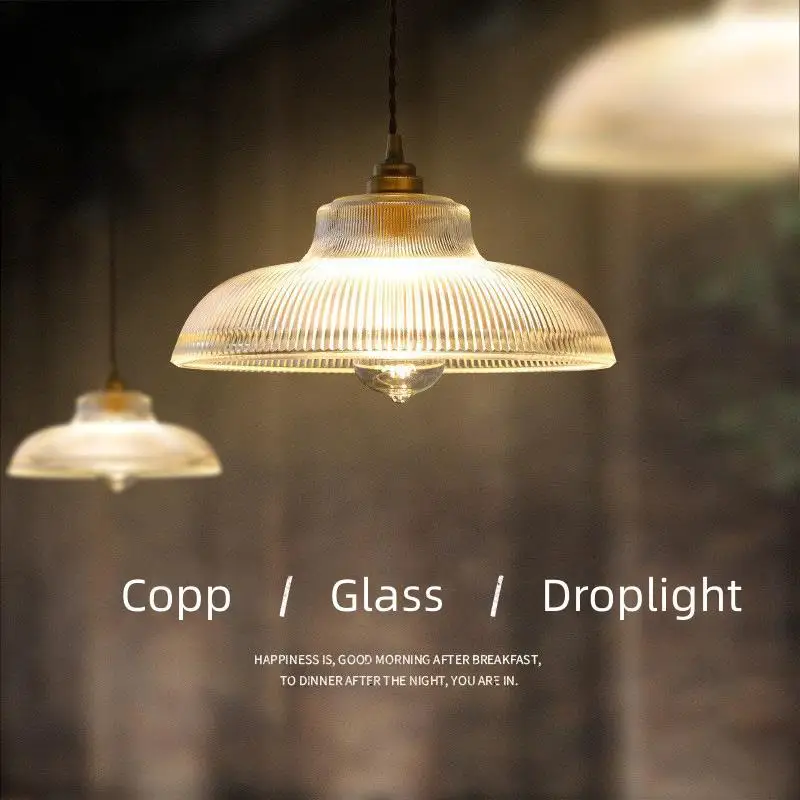 

Minimalism Retro Glass Hanging Light Indoor LED Art Decor Chandelier Brass Pendant Light For Parlor Bedroom Bar Cafe Restaurant