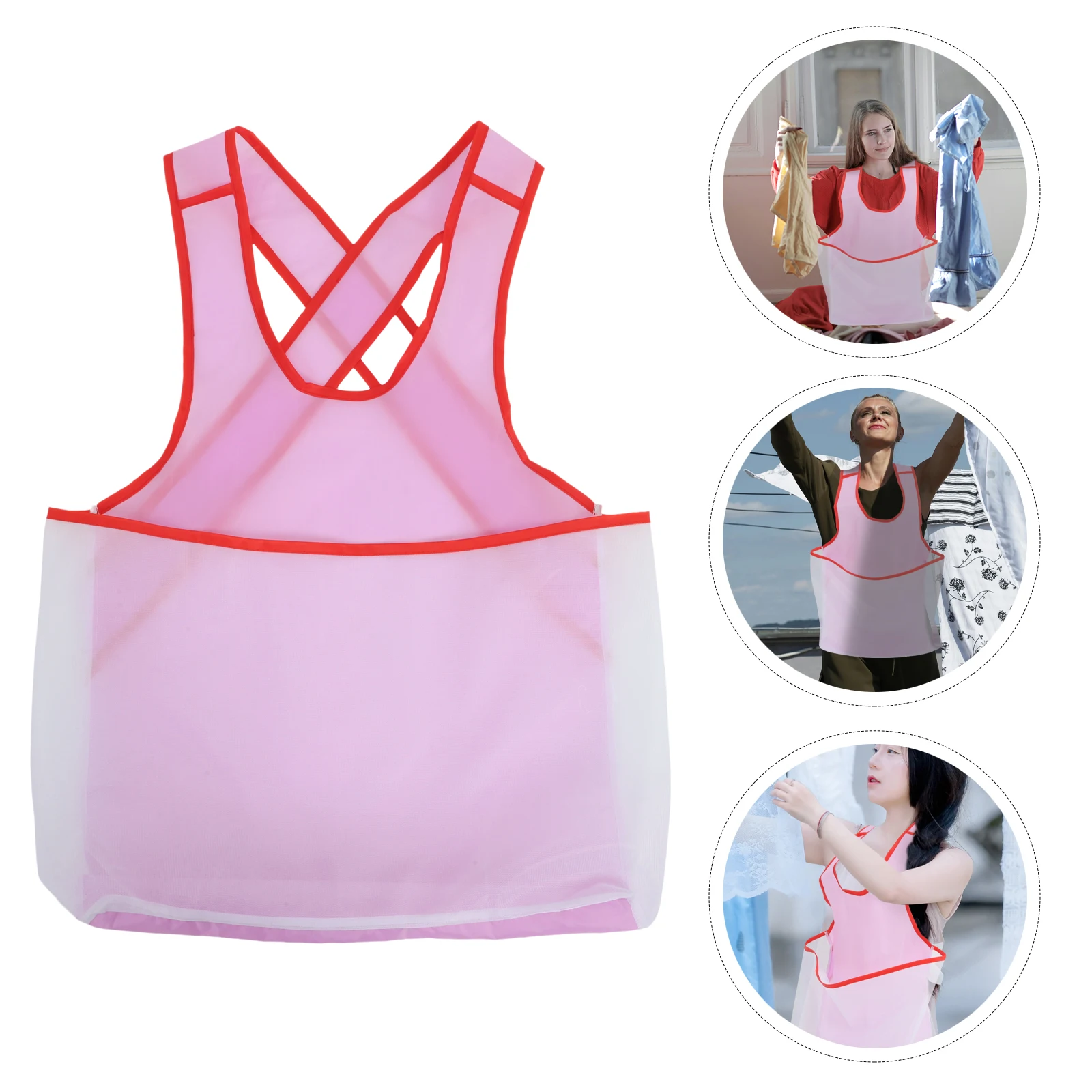 

Hanging Laundry Apron Large Pocket Waterproof Oxford Cloth Drying Apron Minimalist Design Space Saving Multifunctional