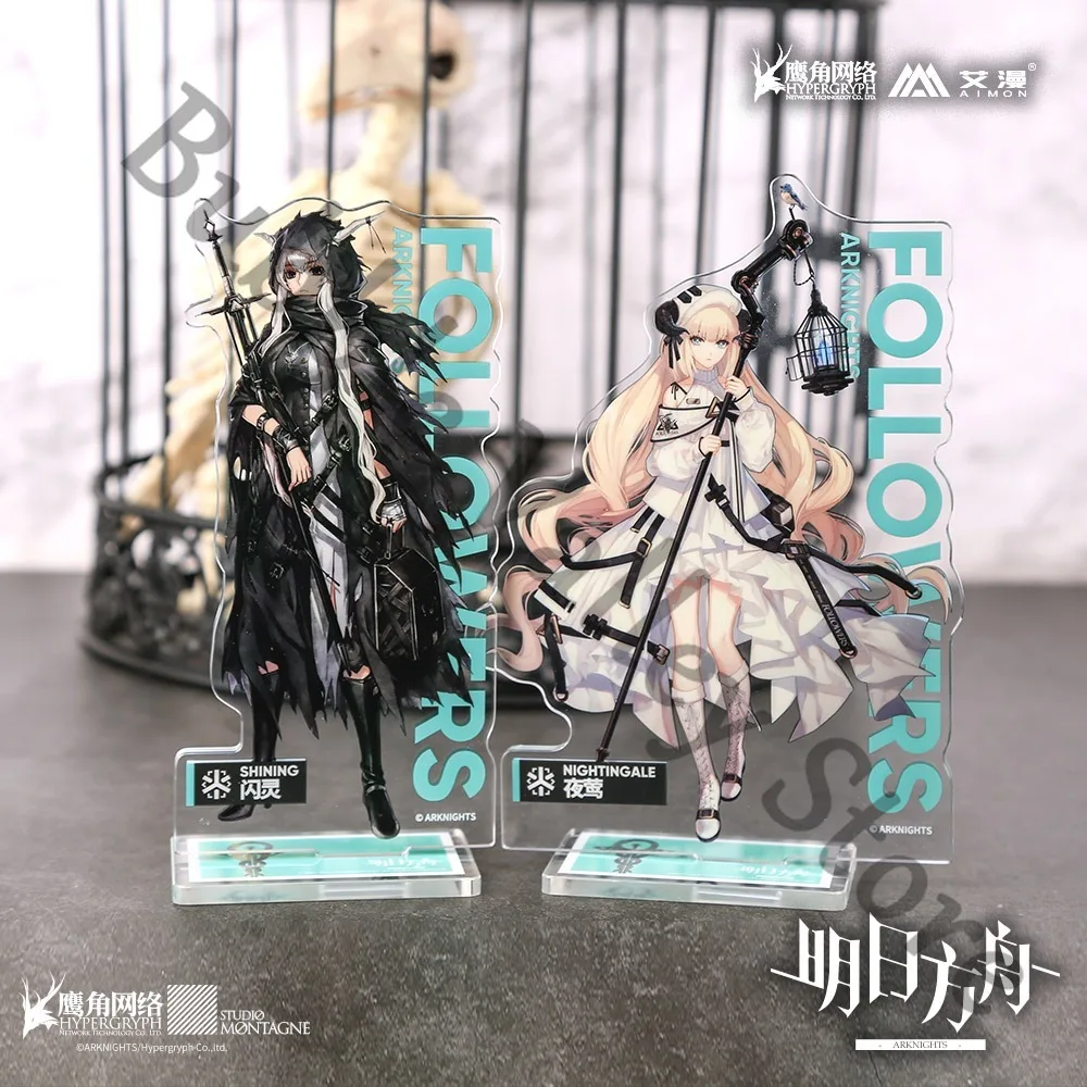 

Anime Arknights Ptilopsis Shining Cosplay Acrylic Stand Figure Cartoon Standing Sign Indicative Board Mould Part Adorn Xmas Gift