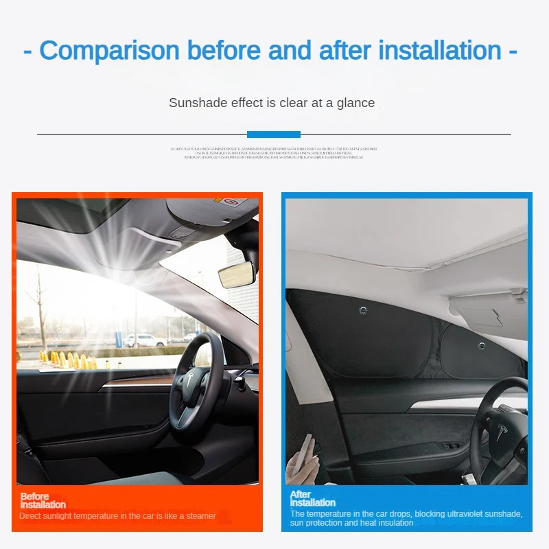 Car Side Window Sunshade for Tesla Model 3 Highland 2024 Y with Suction Cups Front Rear Windshield Privacy Frameless Windows